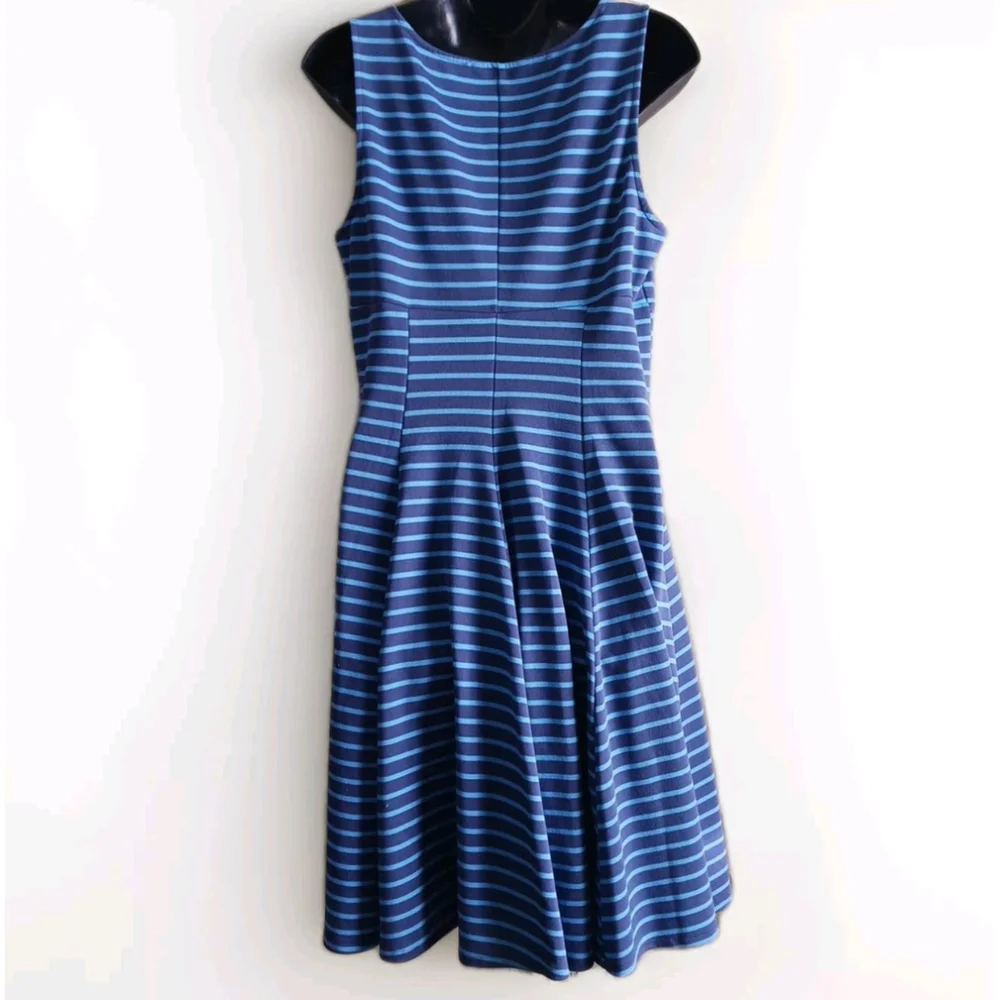 Peter Som Blue Stripe Sleeveless Fit and Flare Dress Size 10